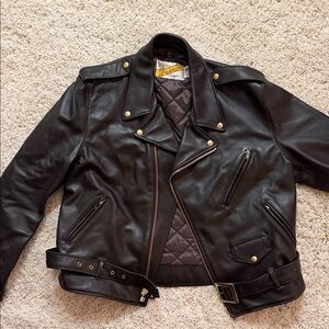 Dark Brown Schott Genuine Perfecto Leather Motorcycle Jacket Model 618